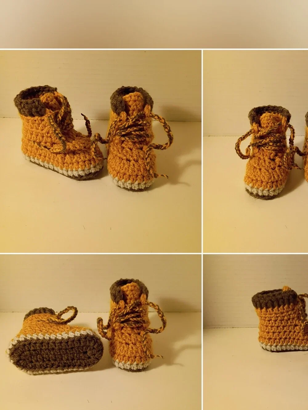 Handmade Crochet Baby Timberland Work Booties 0-3 Months